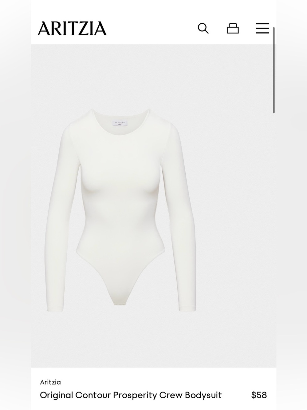 Aritzia white Long-Sleeve Crew Neck Bodysuit